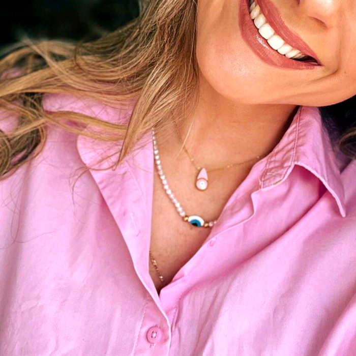 Kολιέ Ματάκι Δάκρυ Με Χρυσή Αλυσίδα - Image 4