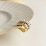 Ear Cuff Σκουλαρίκι Με Περλίτσες Και Στρας Διάφανο και Πράσινο - Image 6