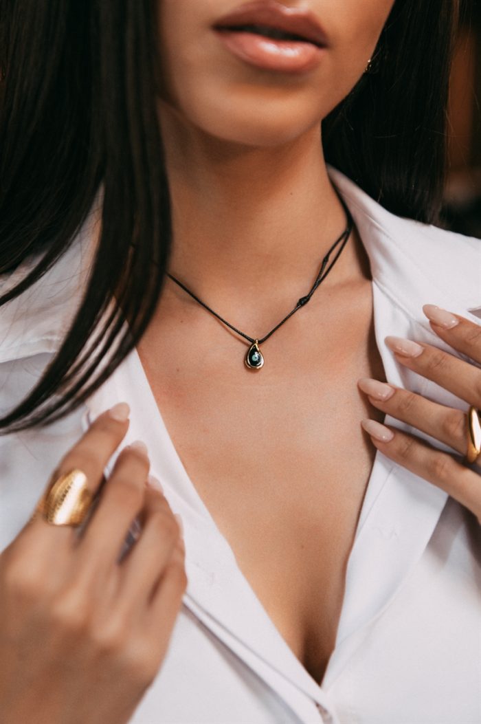 Κολιέ Με Ματάκι Χρυσό-Μαύρο - Image 3