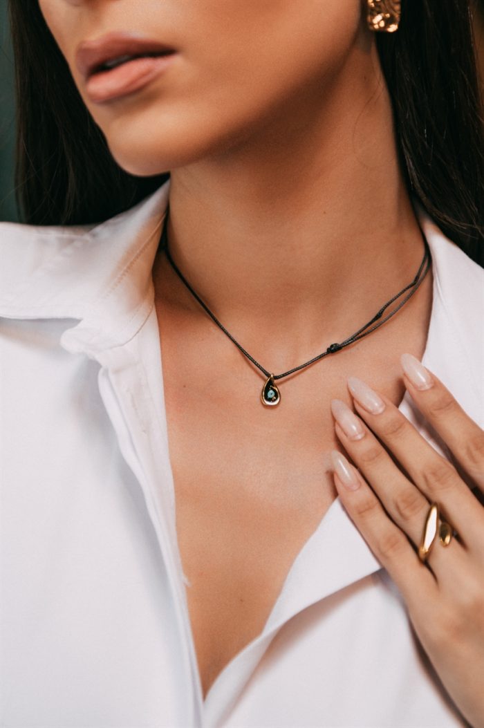 Κολιέ Με Ματάκι Χρυσό-Μαύρο - Image 2