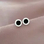 Σκουλαρίκια Κουμπωτά Circel - Μαύρο | Ασημί