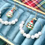 Σκουλαρίκια Christmas Κρίκοι με Πέρλες