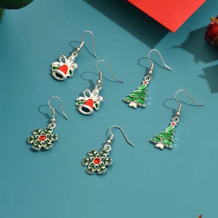 Σκουλαρίκια Set 3 Σχέδια Christmas - Χρυσό - Image 2