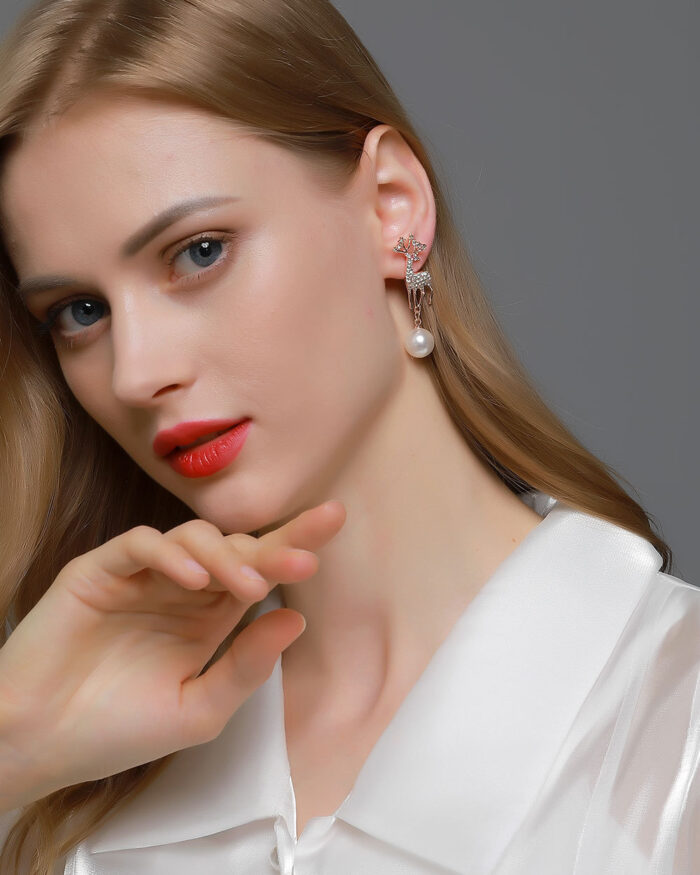 Christmas Elf Σκουλαρίκια με Πέρλα - Χρυσό - Image 5