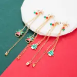 Σκουλαρίκια Κρεμαστά με Δεντράκια Χριστουγεννιάτικα - Χρυσό - Image 3