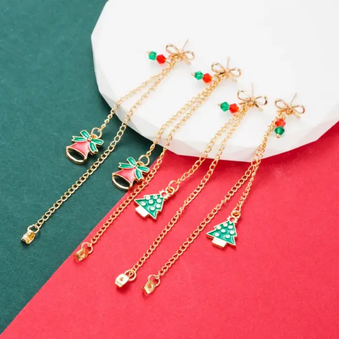 Σκουλαρίκια Κρεμαστά με Δεντράκια Χριστουγεννιάτικα - Χρυσό - Image 3