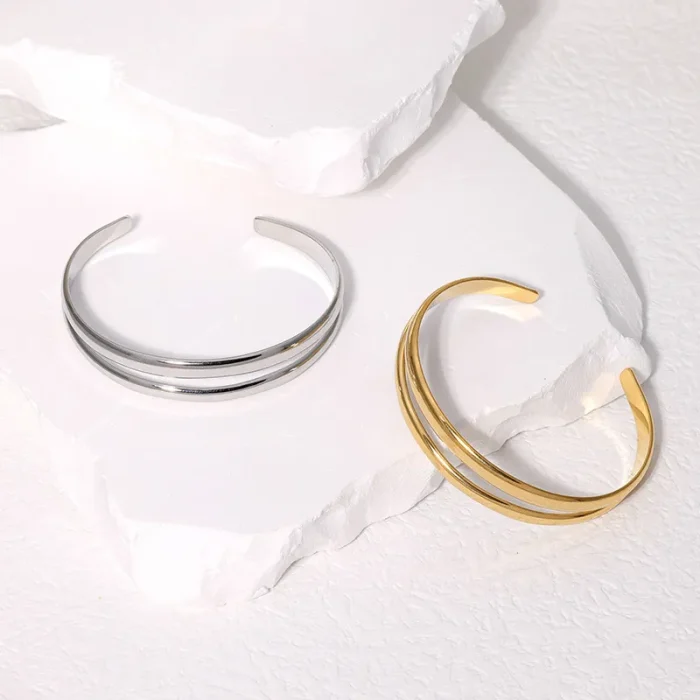 Βραχιόλι Σταθερό Double - Ασημί - Image 3