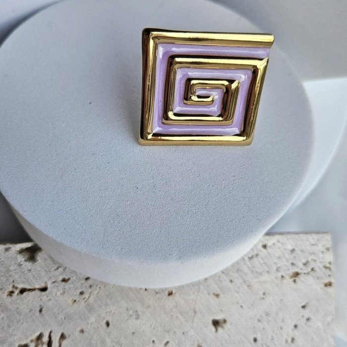 Δαχτυλίδι Ρυθμιζόμενο Λαβύρινθος - Μωβ - Image 3