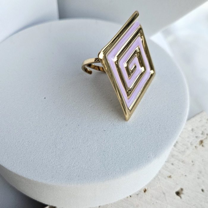 Δαχτυλίδι Ρυθμιζόμενο Λαβύρινθος - Μωβ - Image 2