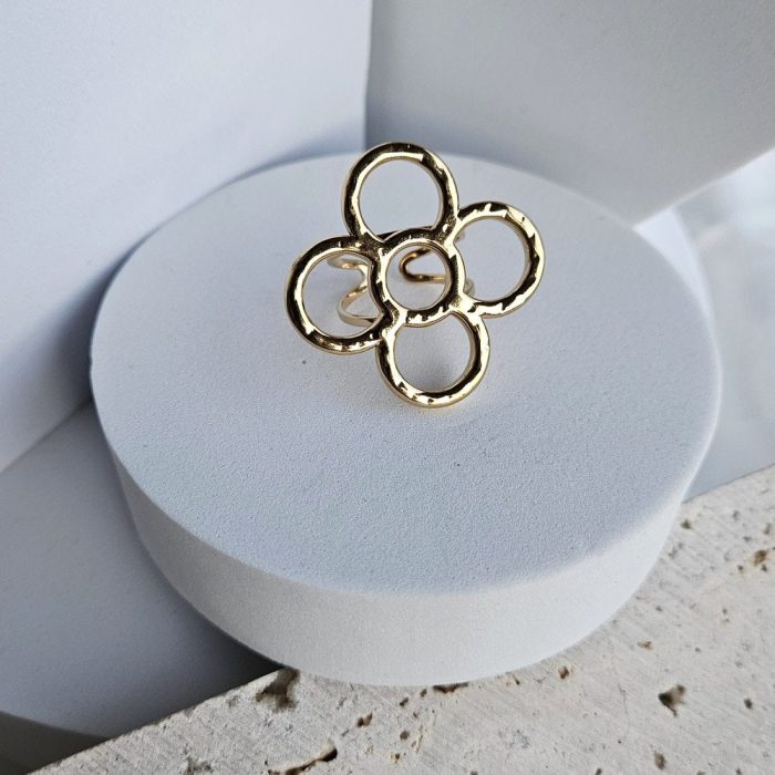 Δαχτυλίδι Ρυθμιζόμενο Open Flower - Χρυσό - Image 3