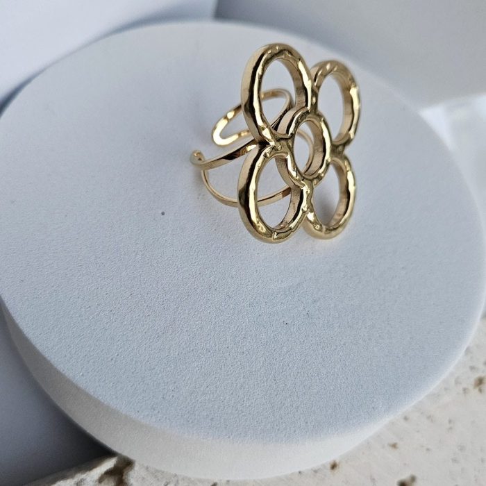 Δαχτυλίδι Ρυθμιζόμενο Open Flower - Χρυσό - Image 2