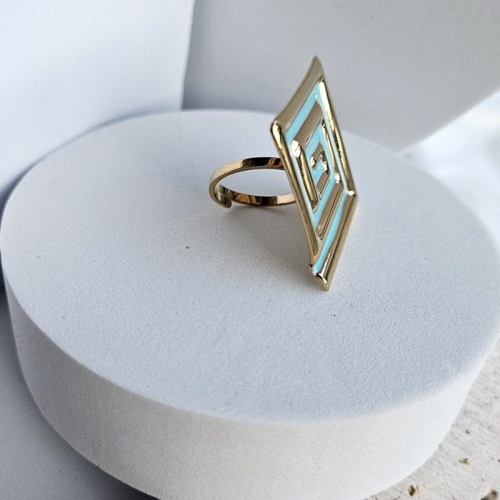 Δαχτυλίδι Ρυθμιζόμενο Λαβύρινθος - Γαλάζιο - Image 2