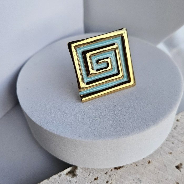 Δαχτυλίδι Ρυθμιζόμενο Λαβύρινθος - Γαλάζιο - Image 3