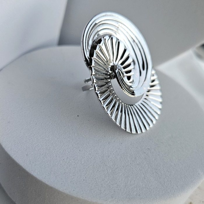 Δαχτυλίδι Ρυθμιζόμενο Double Circle - Ασημί - Image 2