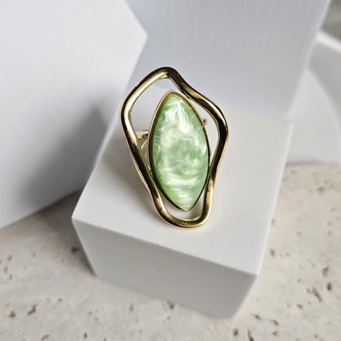 Δαχτυλίδι Ρυθμιζόμενο Ασύμμετρο Πράσινο - Image 3