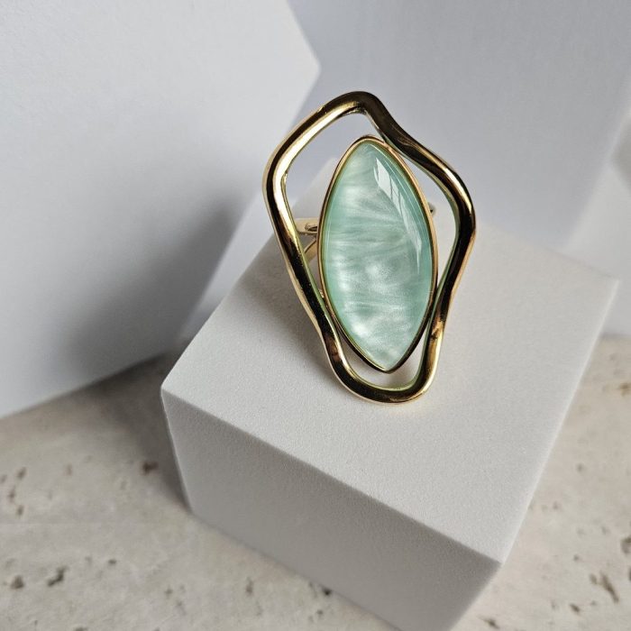 Δαχτυλίδι Ρυθμιζόμενο Ασύμμετρο Γαλάζιο - Image 3