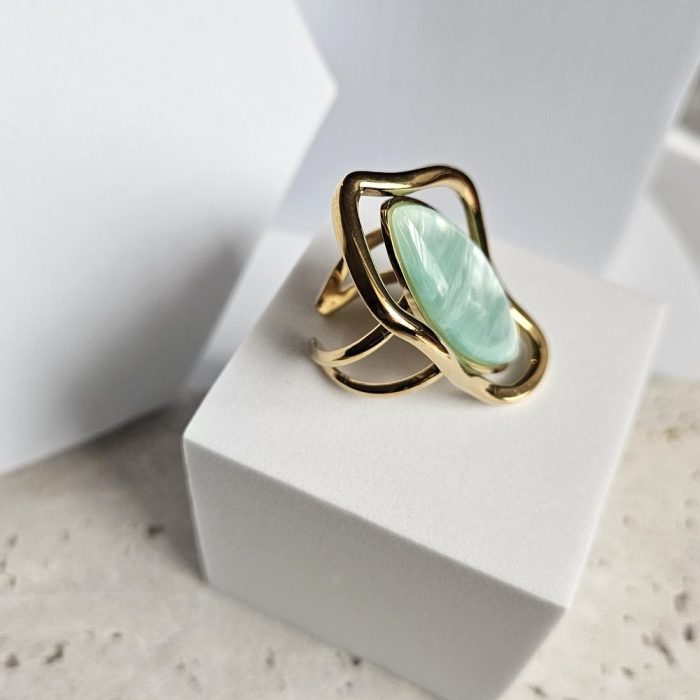 Δαχτυλίδι Ρυθμιζόμενο Ασύμμετρο Γαλάζιο - Image 2