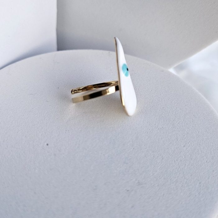 Δαχτυλίδι Ρυθμιζόμενο Half & Half Ματάκι - Χρυσό - Image 2