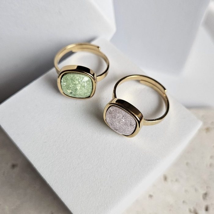 Δαχτυλίδι Ρυθμιζόμενο Pink Square - Image 2