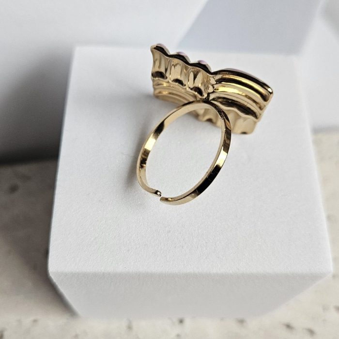 Δαχτυλίδι Ρυθμιζόμενο Τετράγωνο - Γαλάζιο - Image 2