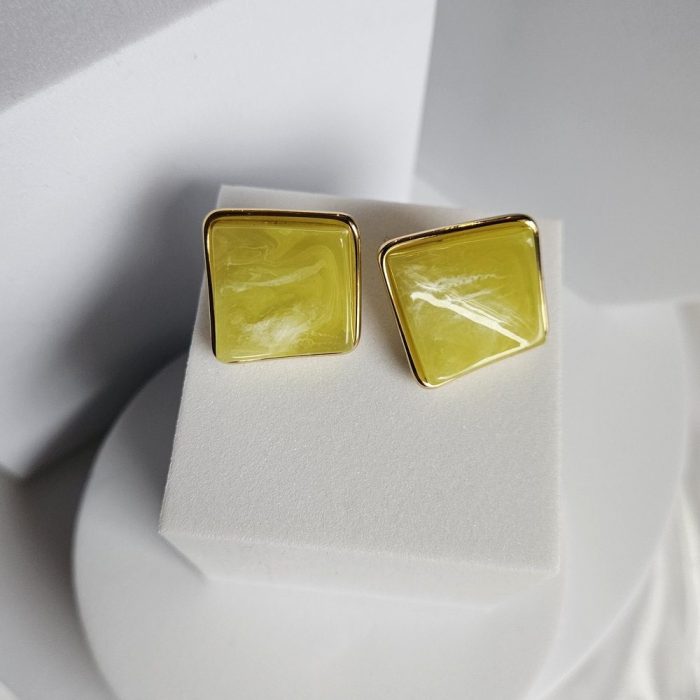 Σκουλαρίκια Κουμπωτά Ασύμμετρα - Lime - Image 2