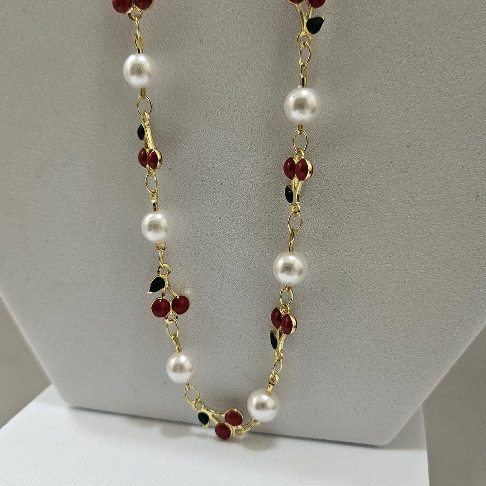 KOLIE-GUNAIKEIO-KALOKAIRINO-KOSMIMA-ONLINE (3) Κολιέ Με Κερασάκια και Περλίτσες - Image 1