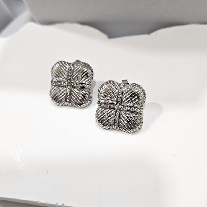 Σκουλαρίκια Κουμπωτά  Τετράγωνα - Ασημί - Image 2