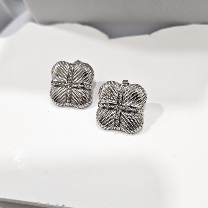 Σκουλαρίκια Κουμπωτά  Τετράγωνα - Ασημί - Image 2