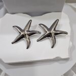 Σκουλαρίκια Κουμπωτά  Αστερίας - Ασημί