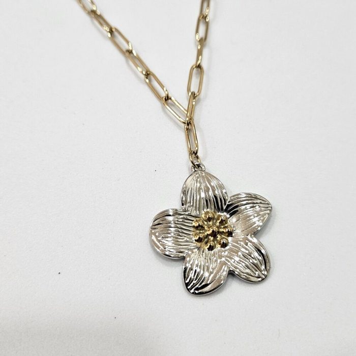 Κολιέ Λουλούδι Δίχρωμο - Image 2