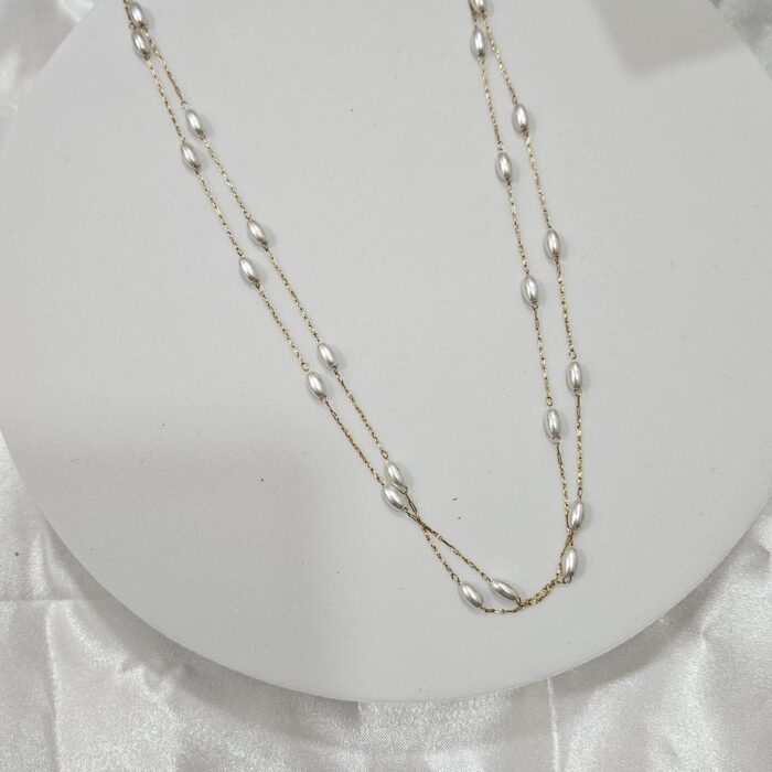 Κολιέ Διπλό με Περλίτσες Διακριτικές - Χρυσό - Image 2