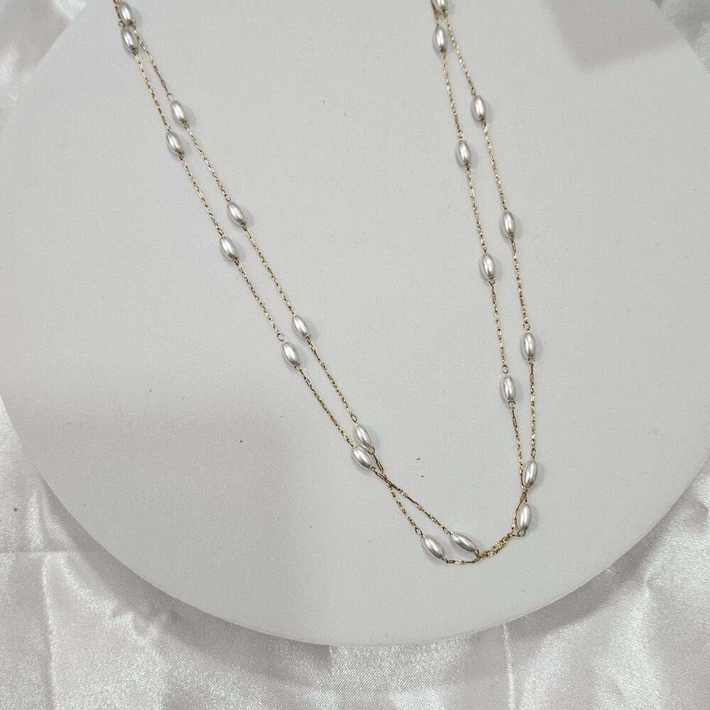 kolie-gunaikeiO-ATSALINO-KOSMIMA-ONLINE (7) Κολιέ Διπλό με Περλίτσες Διακριτικές - Χρυσό - Image 1