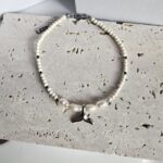 Βραχιόλι Ποδιού Με Λευκές Χάντρες και Ουρά Δελφινιού