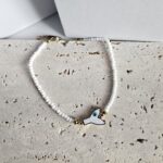 Βραχιόλι Ποδιού Με Λευκές Χάντρες και Ουρά Δελφινιού με Ματάκι - Χρυσό