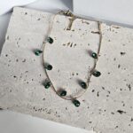 Βραχιόλι Ποδιού με Πράσινα Διαμαντάκια - Χρυσό