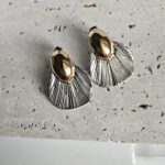 Σκουλαρίκια Κουμπωτά Sea - Δίχρωμο