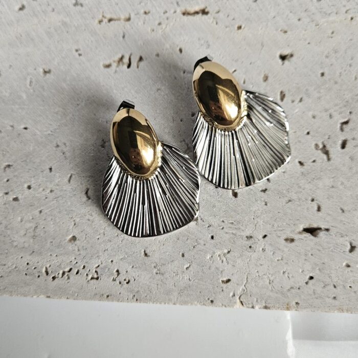 Σκουλαρίκια Κουμπωτά Sea - Δίχρωμο - Image 3