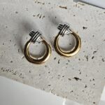 Σκουλαρίκια Κουμπωτά X Circle - Δίχρωμο