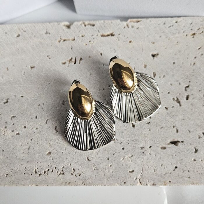 Σκουλαρίκια Κουμπωτά Sea - Δίχρωμο - Image 2