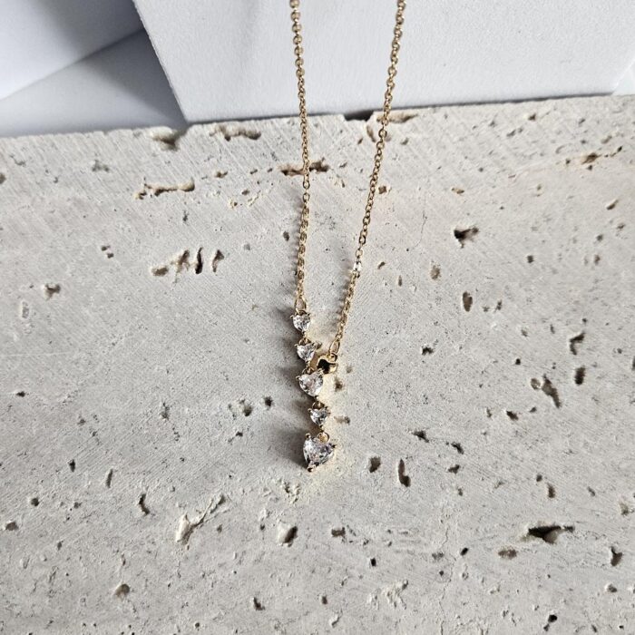 Κολιέ με Διαμαντένιες Καρδιές - Χρυσό - Image 2