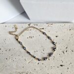 Βραχιόλι Ποδιού Με Μπλε Ματάκια - Χρυσό