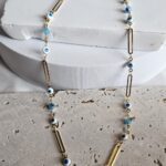 Κολιέ Αλυσίδα με Ματάκια και Lines- Χρυσό