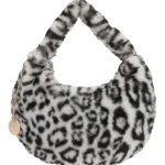 Γούνινη τσάντα ώμου μικρή XY-2412 - Ασπρο/Μαύρο