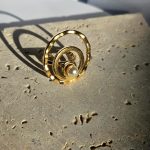 Δαχτυλίδι Ρυθμιζόμενο Circle By Circle με Λευκό Πετράδι - Χρυσό