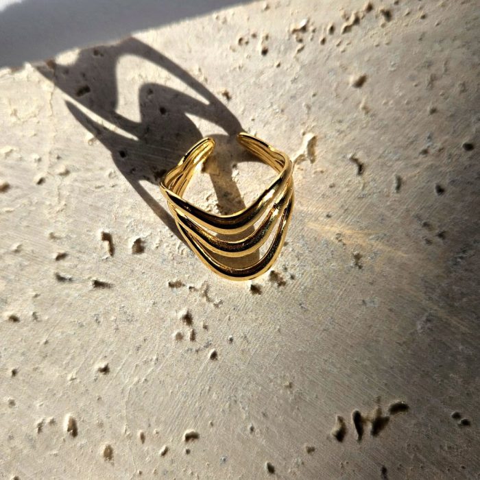 Δαχτυλίδι Ρυθμιζόμενο Ζικ Ζακ - Χρυσό - Image 2