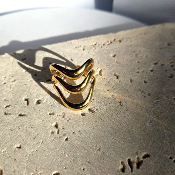 Δαχτυλίδι Ρυθμιζόμενο Ζικ Ζακ - Χρυσό - Image 3