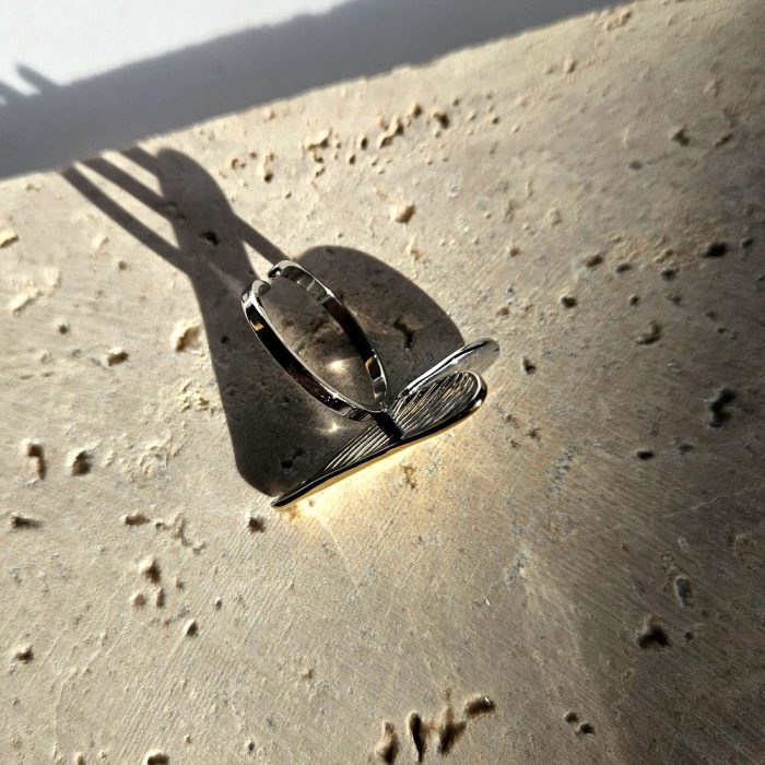Δαχτυλίδι Ρυθμιζόμενο Καρδιά - Δίχρωμη - Image 2
