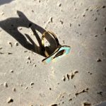 Δαχτυλίδι Ρυθμιζόμενο με Γαλάζιες Λεπτομέρειες - Χρυσό - Image 2