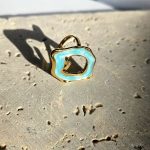 Δαχτυλίδι Ρυθμιζόμενο με Γαλάζιες Λεπτομέρειες - Χρυσό