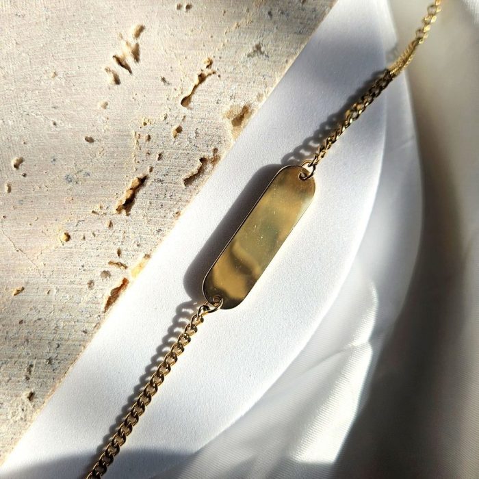 Βραχιόλι Αλυσίδα Πλακέτα - Χρυσό - Image 2